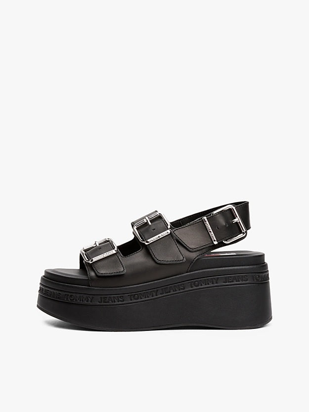 Tommy Hilfiger - Sandali in pelle con plateau - EN0EN02774BDS