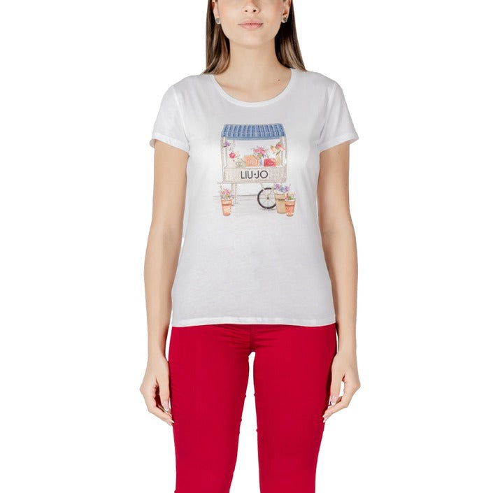 Liu Jo - T-shirt with print and rhinestones - WA5362JS923M9568 / WA5362JS923M9570