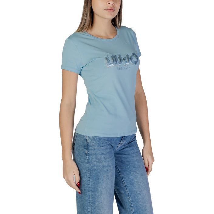 Liu Jo - T-shirt con logo e strass - TA5214JS003M9123