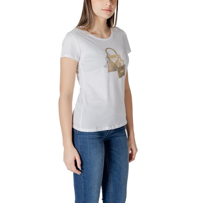 Liu Jo - T-shirt with print and rhinestones - WA5362JS923M9568 / WA5362JS923M9570