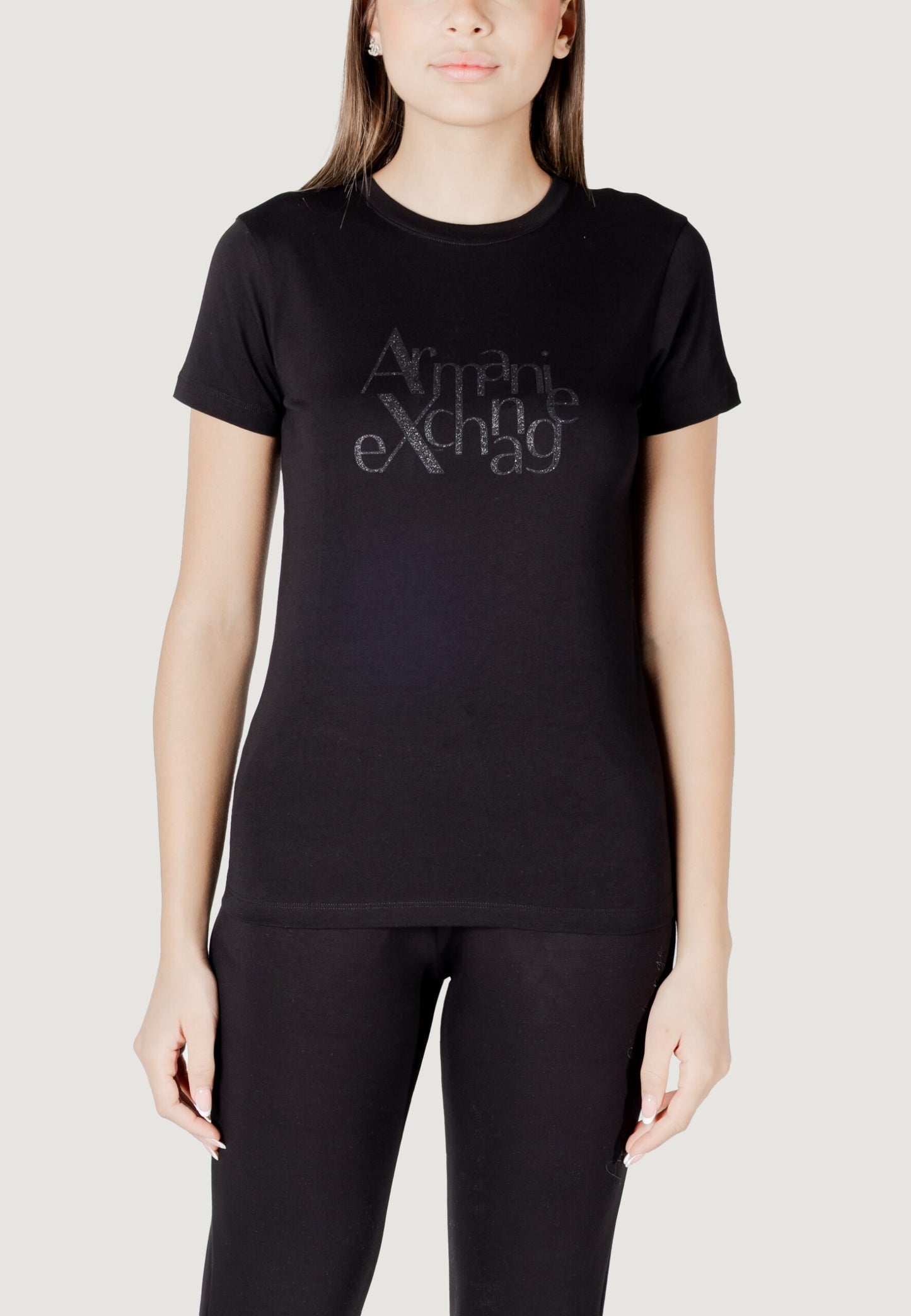 Armani Exchange - T-shirt regular fit con logo glitter ASV - XW000109AF10359UC001 / XW000109AF10359U0002