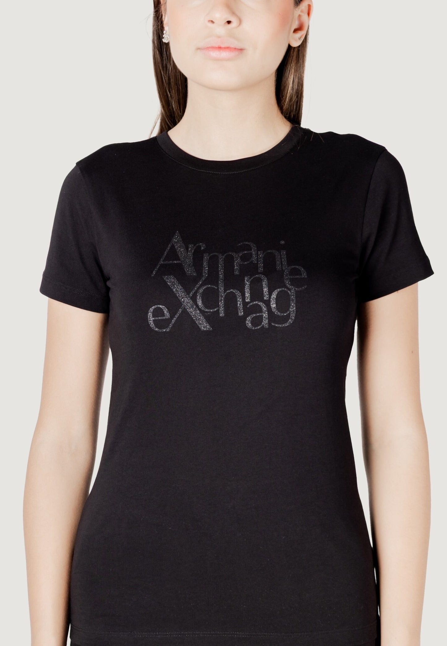 Armani Exchange - T-shirt regular fit con logo glitter ASV - XW000109AF10359UC001 / XW000109AF10359U0002