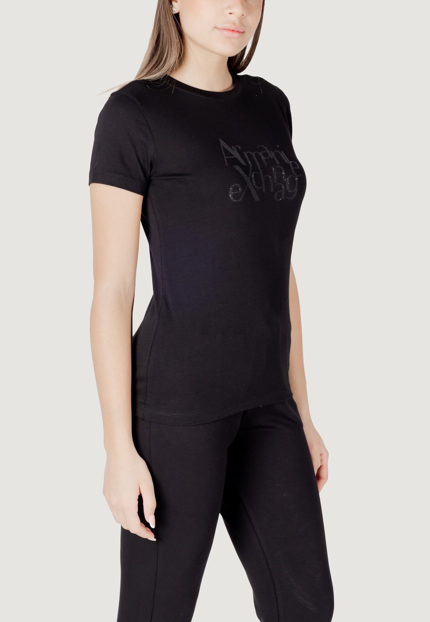 Armani Exchange - T-shirt regular fit con logo glitter ASV - XW000109AF10359UC001 / XW000109AF10359U0002