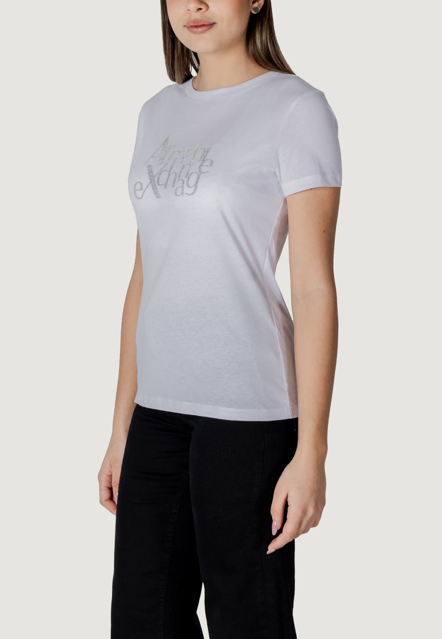 Armani Exchange - T-shirt regular fit con logo glitter ASV - XW000109AF10359UC001 / XW000109AF10359U0002