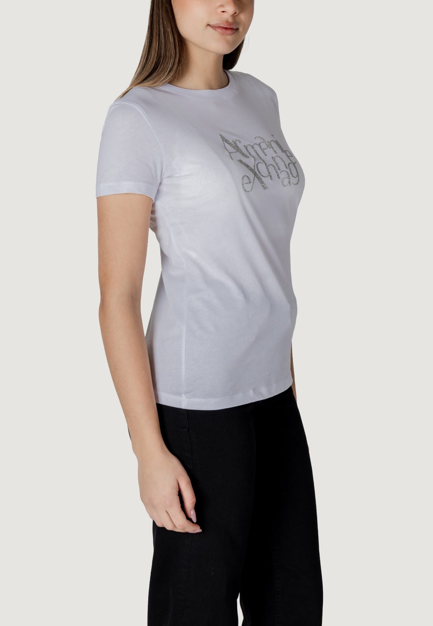 Armani Exchange - T-shirt regular fit con logo glitter ASV - XW000109AF10359UC001 / XW000109AF10359U0002
