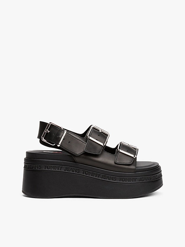 Tommy Hilfiger - Sandali in pelle con plateau - EN0EN02774BDS