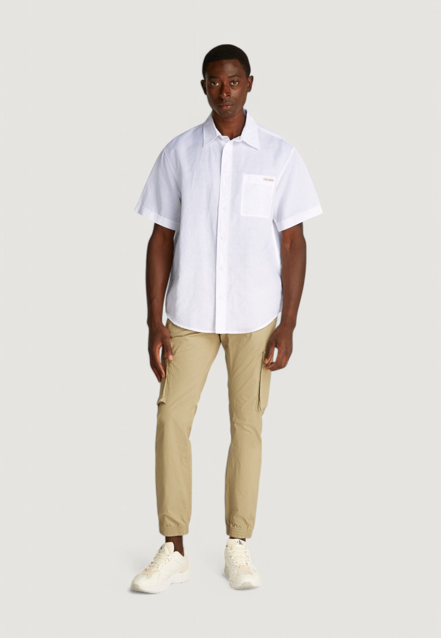 Calvin Klein Jeans - Camicia a manica corta in cotone e lino - J30J327296YAF