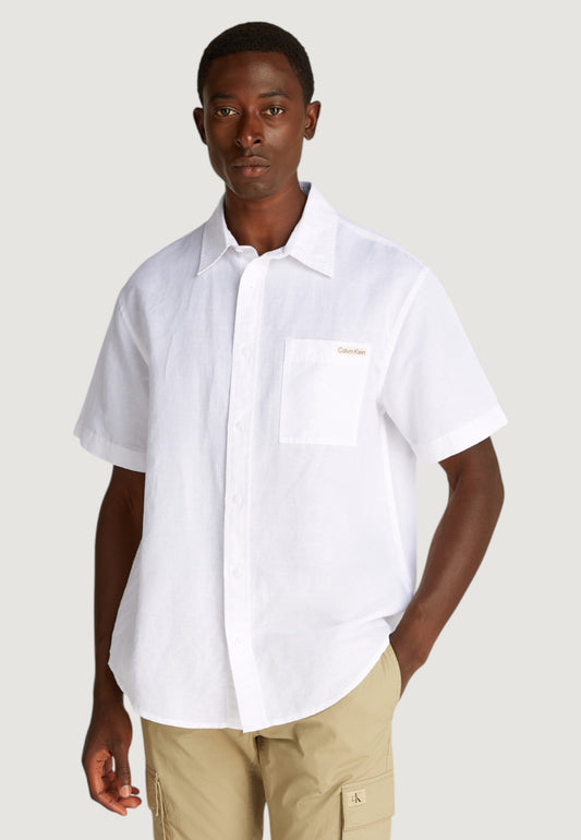 Calvin Klein Jeans - Camicia a manica corta in cotone e lino - J30J327296YAF