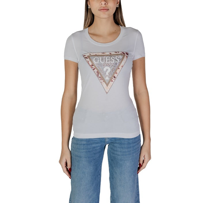 Guess - T-shirt con logo triangolo animalier - W5RI22J1314