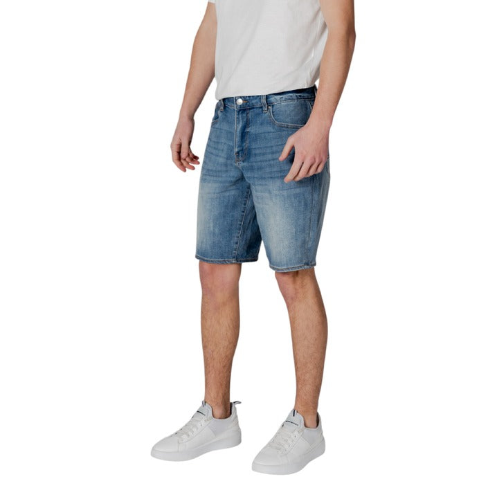 Armani Exchange - Shorts in denim di cotone con cuciture a contrasto - XM000073AF13331MB001
