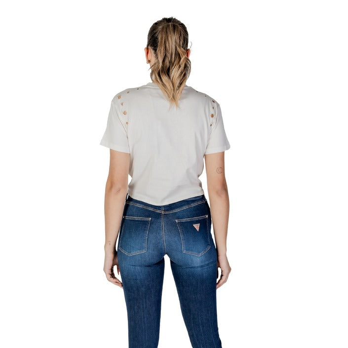 Guess - T-shirt boxy cropped con logo - W5GI18I3Z14