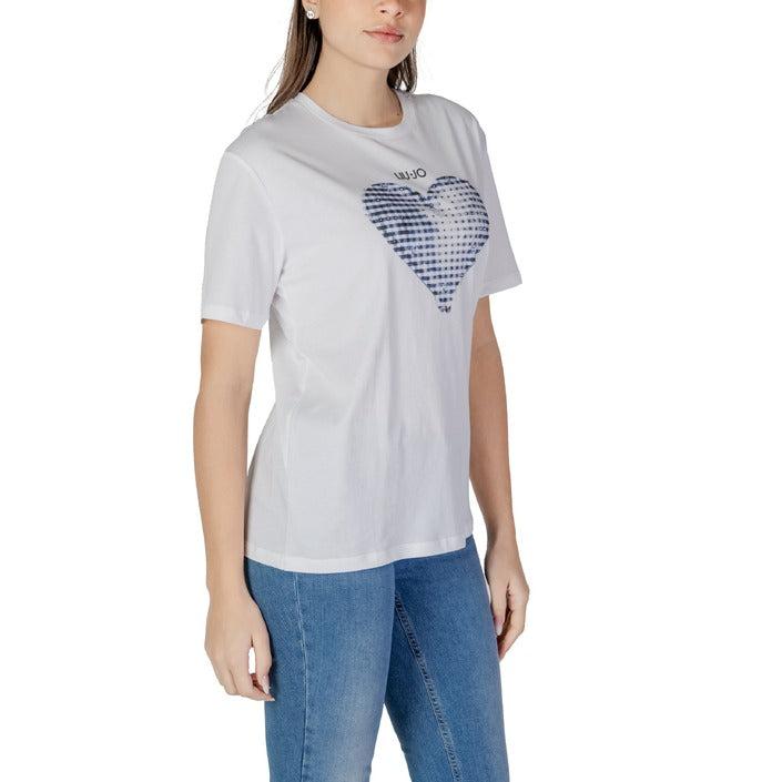 Liu Jo - T-shirt con cuore e strass - WA5361JS923M9572
