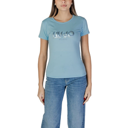 Liu Jo - T-shirt con logo e strass - TA5214JS003M9123
