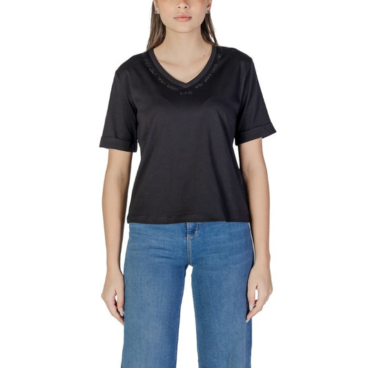 Liu Jo - T-shirt con logo e strass - TA5175JS923M9296