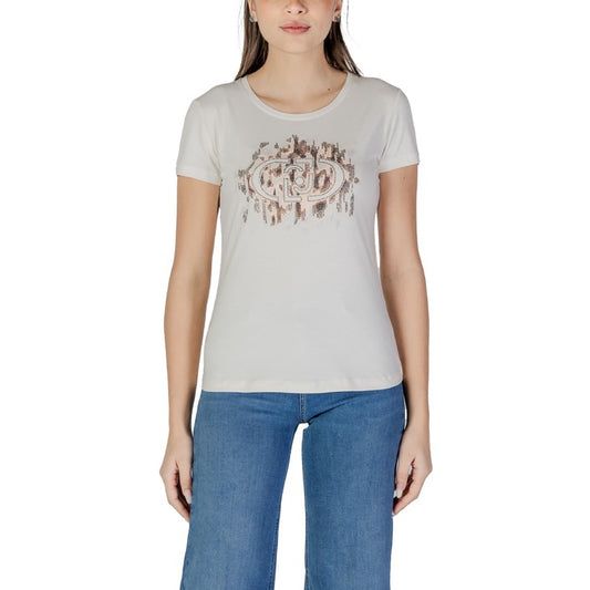 Liu Jo - T-shirt con logo animalier e strass - TA5173JS003M9514