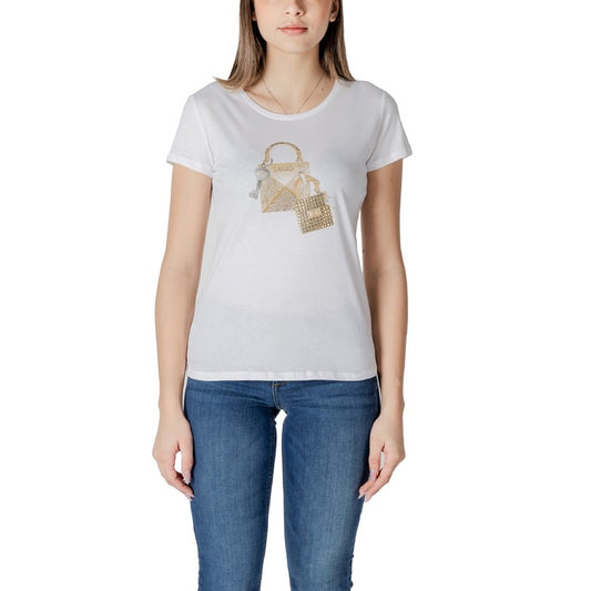 Liu Jo - T-shirt con stampa e strass - WA5362JS923M9568 / WA5362JS923M9570
