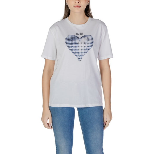 Liu Jo - T-shirt con cuore e strass - WA5361JS923M9572