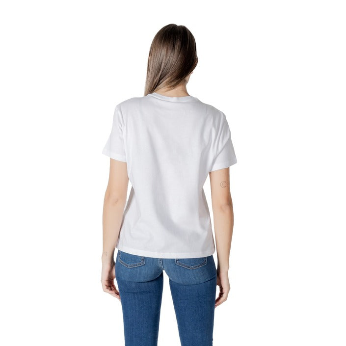 Liu Jo - T-shirt in cotone con stampa e strass - WA5230JS904M9439