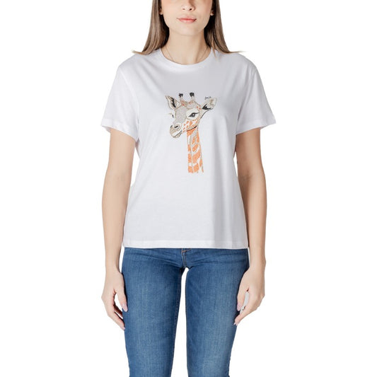 Liu Jo - T-shirt in cotone con stampa e strass - WA5230JS904M9439