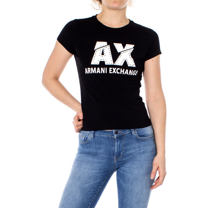 Armani Exchange - T-shirt slim fit con logo con strass - 8NYT86Y8C7Z1000 / 8NYT86Y8C7Z1200