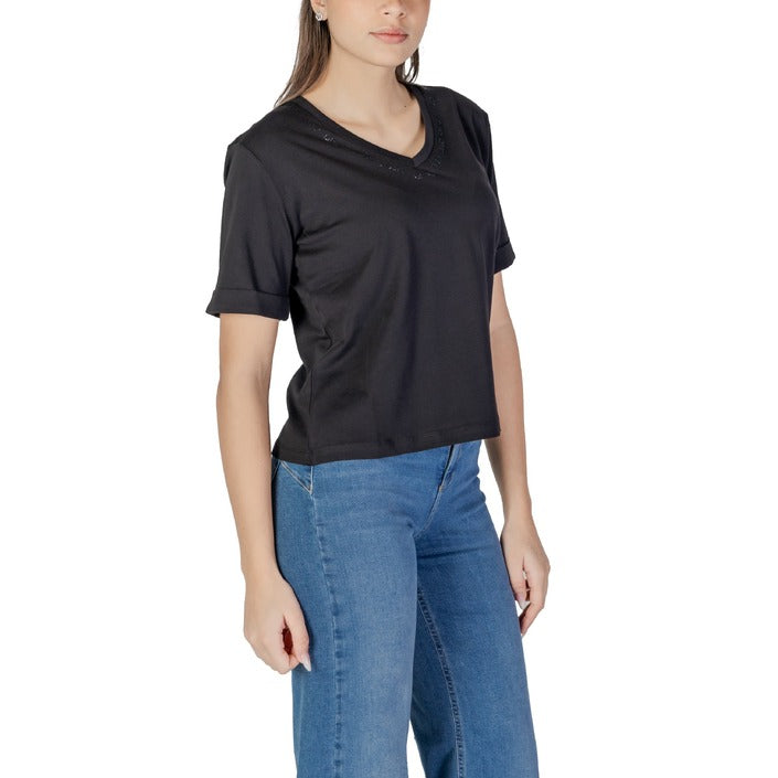 Liu Jo - T-shirt con logo e strass - TA5175JS923M9296