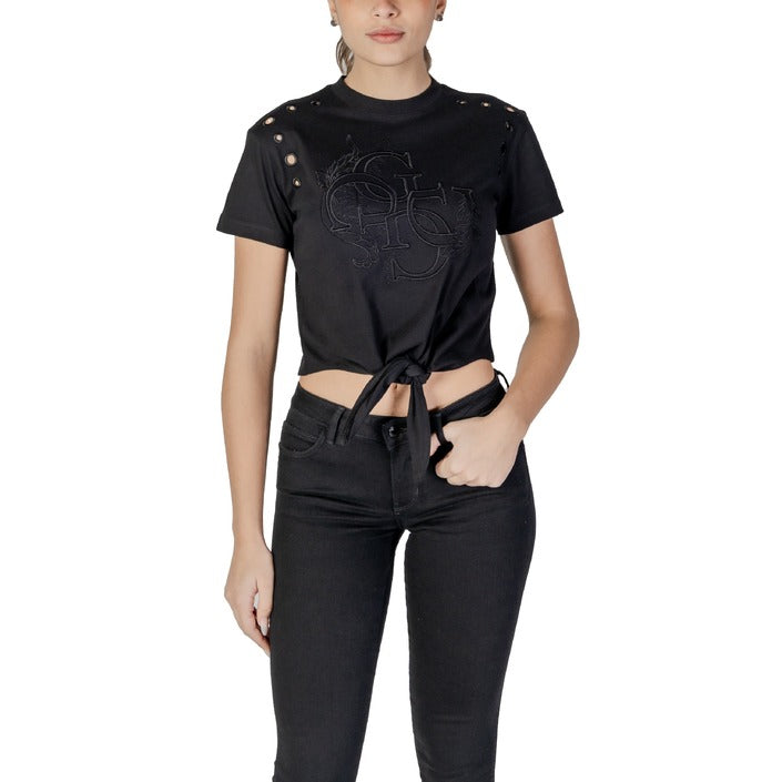 Guess - T-shirt boxy cropped con logo - W5GI18I3Z14