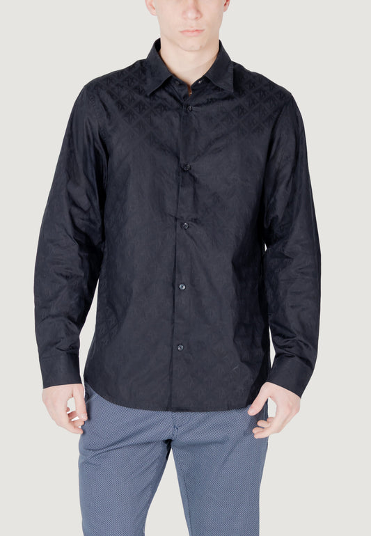 Armani Exchange - Camicia regular fit in cotone con logo allover a tono - XM000197AF12179UB101