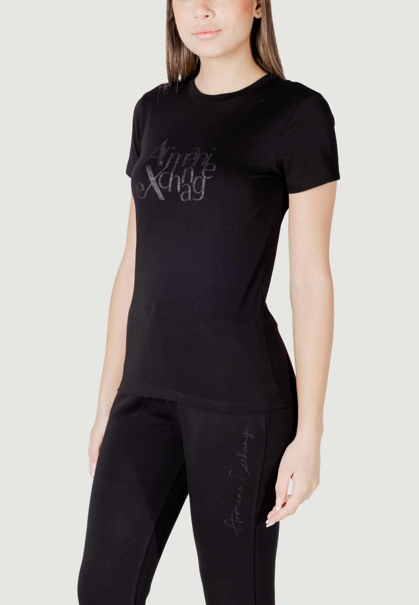 Armani Exchange - T-shirt regular fit con logo glitter ASV - XW000109AF10359UC001 / XW000109AF10359U0002
